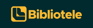 BiblioTele logo: a yellow folder icon with a page corner and a bold yellow “BiblioTele” wordmark on a dark teal background.